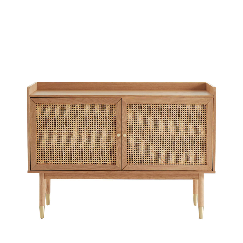 Buffet 2 portes en bois et cannage L120cm chêne Buffet 2 portes en bois et cannage L120cm chêne