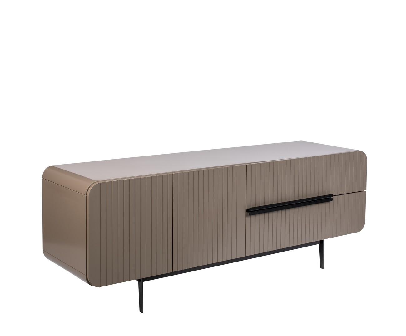 Buffet 2 portes 2 tiroirs en bois et métal 150x55cm gris Buffet 2 portes 2 tiroirs en bois et métal 150x55cm gris