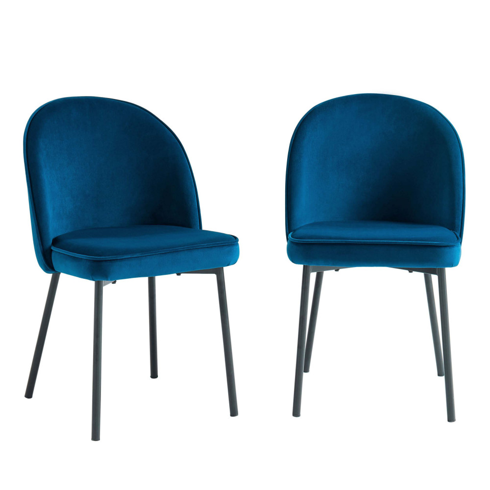 2 chaises en métal et velours bleu paon 2 chaises en métal et velours bleu paon