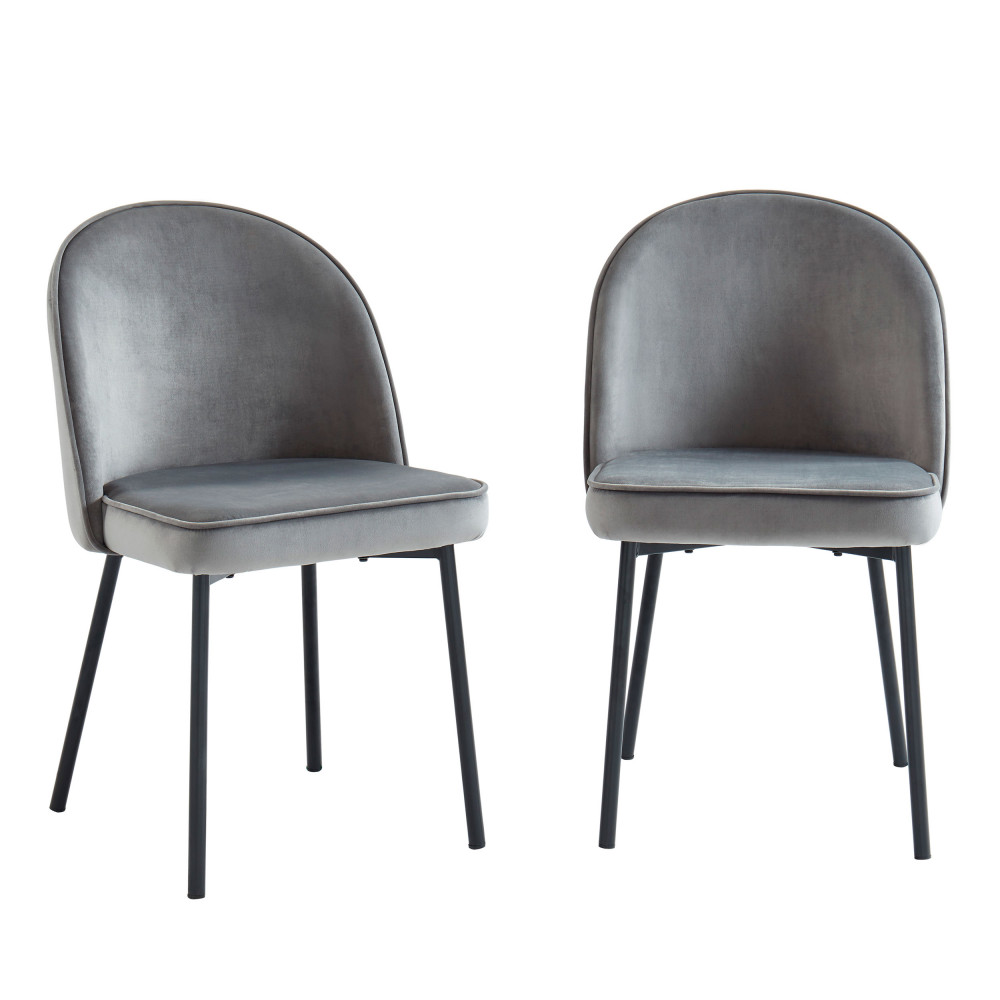 2 chaises en métal et velours gris 2 chaises en métal et velours gris