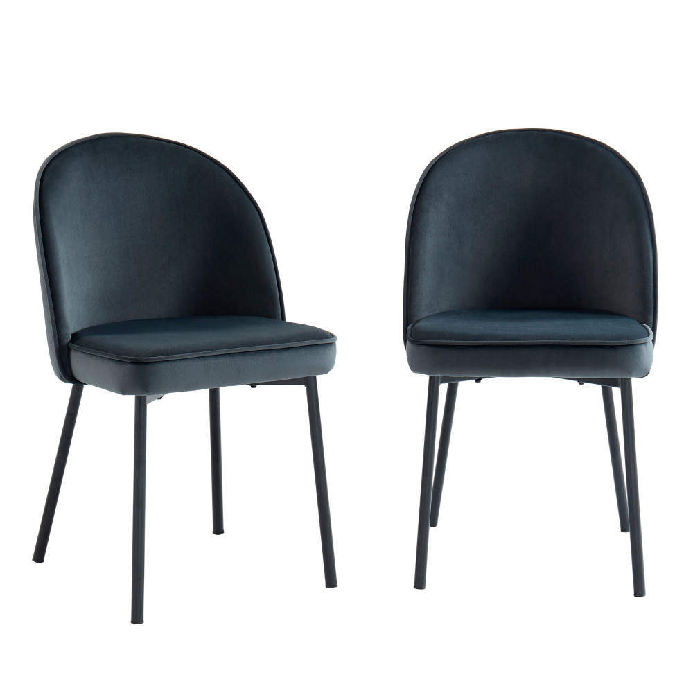 2 chaises en métal et velours gris anthracite 2 chaises en métal et velours gris anthracite