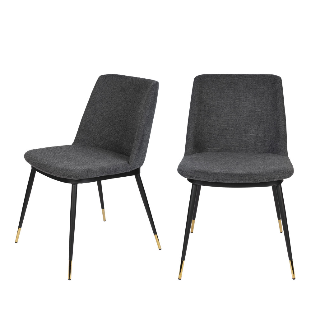 Lot de 2 chaises en tissu et métal – Gris foncé