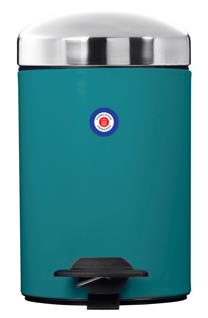 Poubelle en métal bleu turquoise 3L