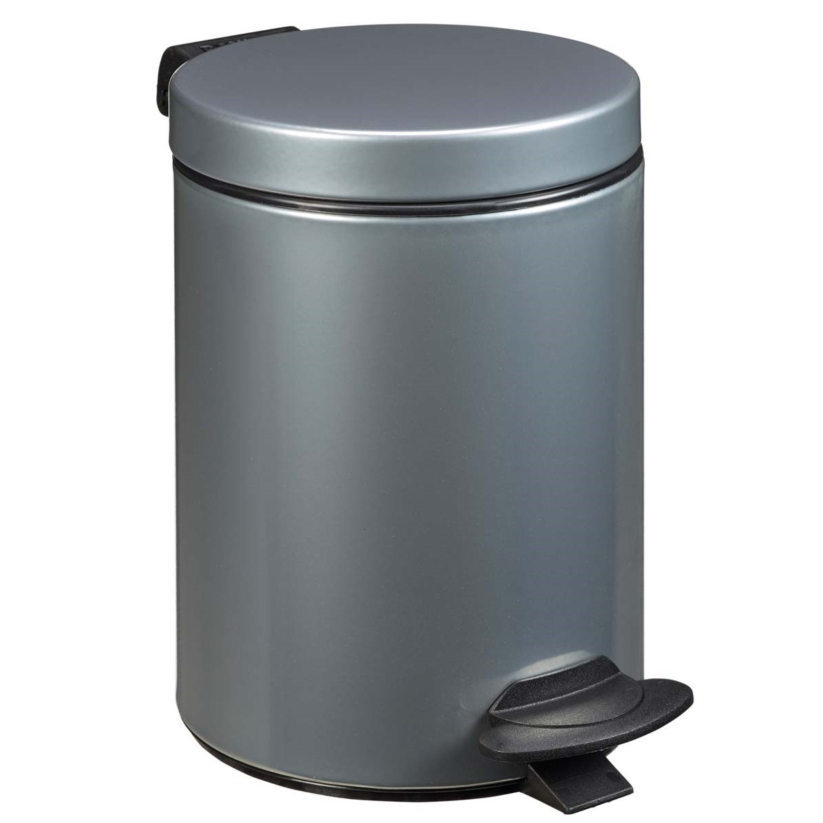 Poubelle à pédale en métal gris 3L