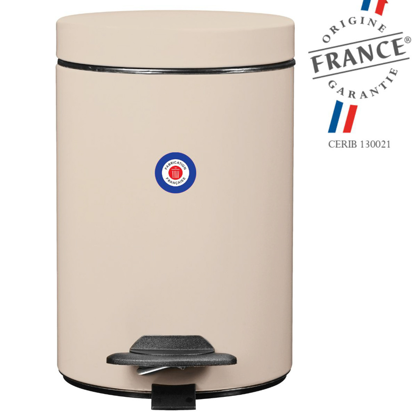 Poubelle en métal ivoire 3L