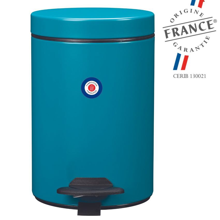 Poubelle en métal bleu turquoise 3L