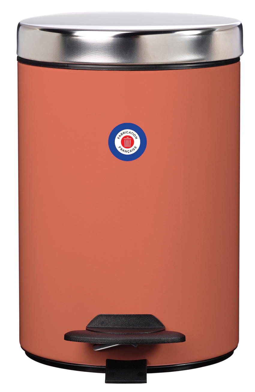 Poubelle duo en métal corail 3L