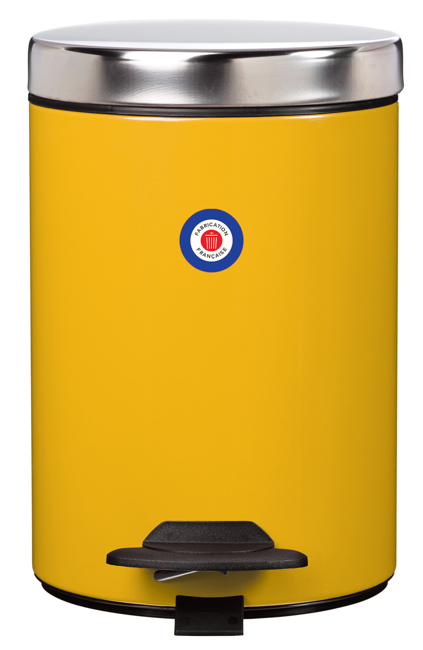 Poubelle duo en métal jaune moutarde 3L
