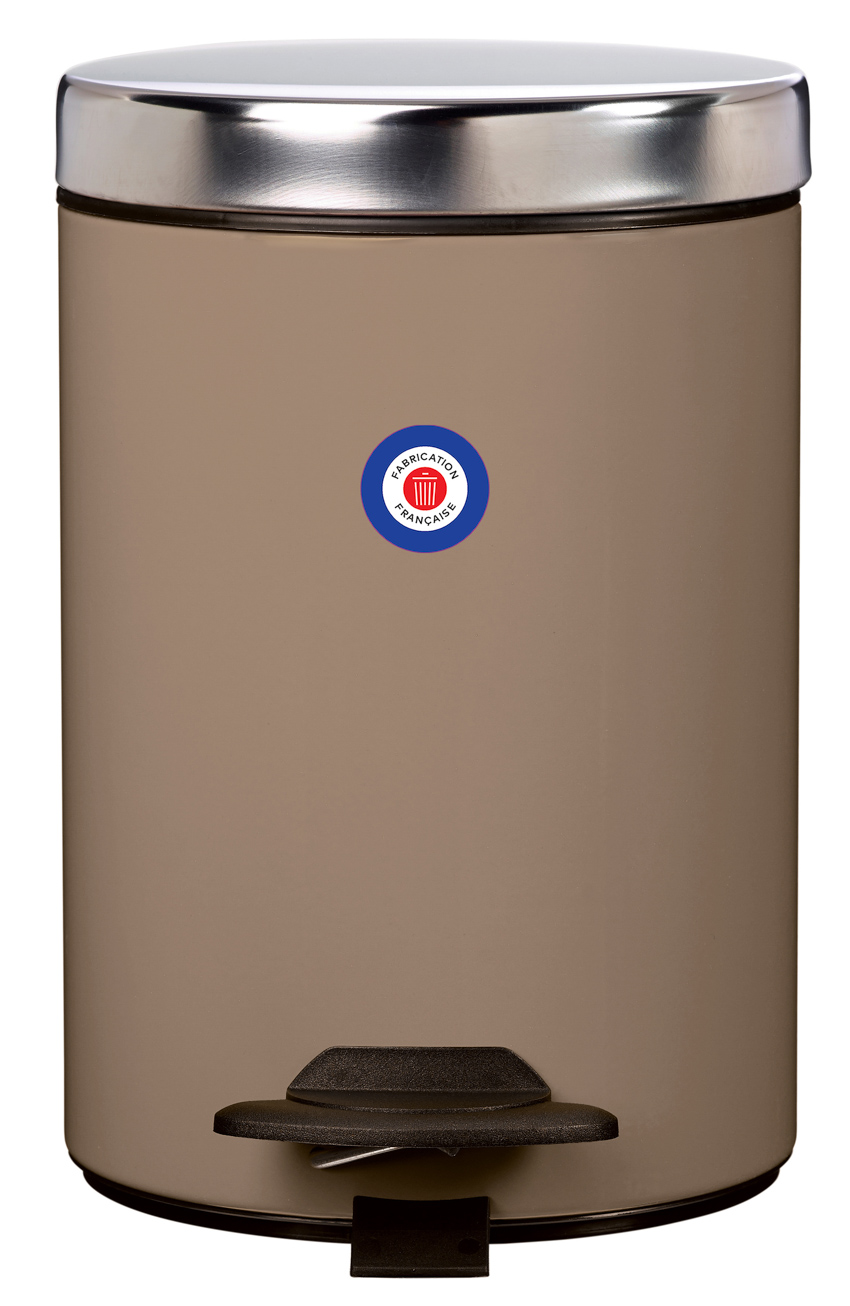 Poubelle duo en métal beige foncé 3L
