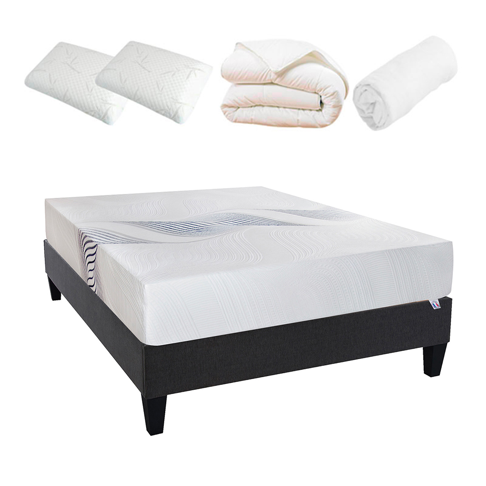 Ensemble Zeus 140x190 Matelas + Sommier Bois + Accessoires Ensemble Zeus 140x190 Matelas + Sommier Bois + Accessoires