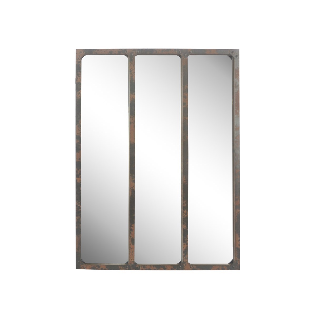 Miroir industriel 3 bandes noir en métal marron 60 x 80 cm