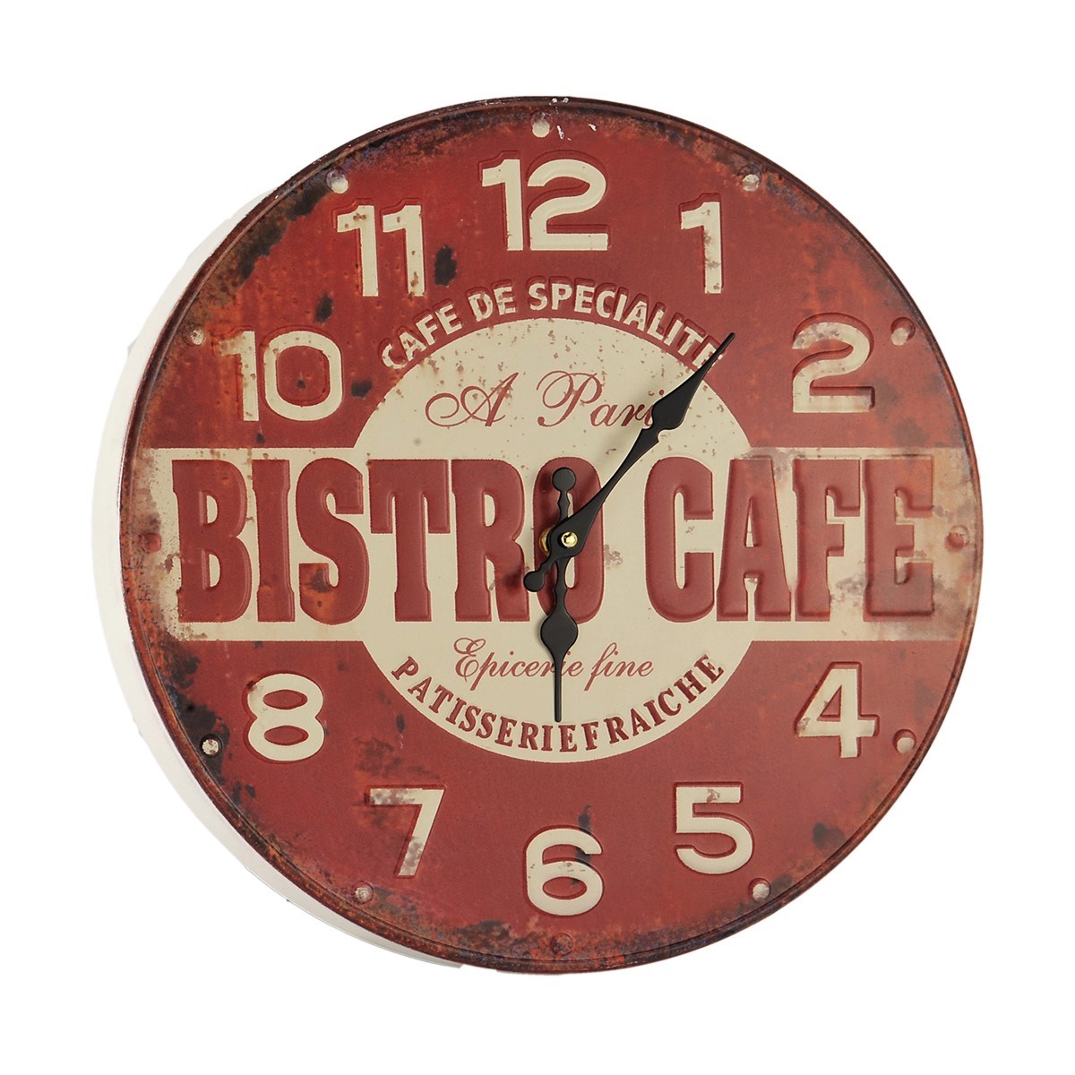 Horloge rouge bistro en métal D : 40 cm