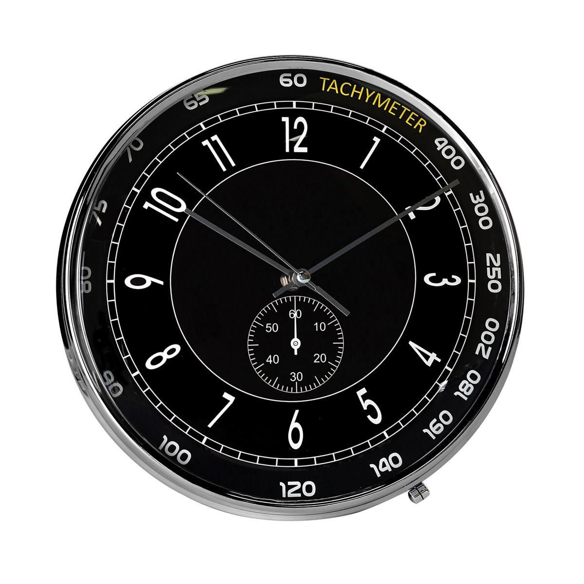 Horloge montre noire en métal D : 28 cm