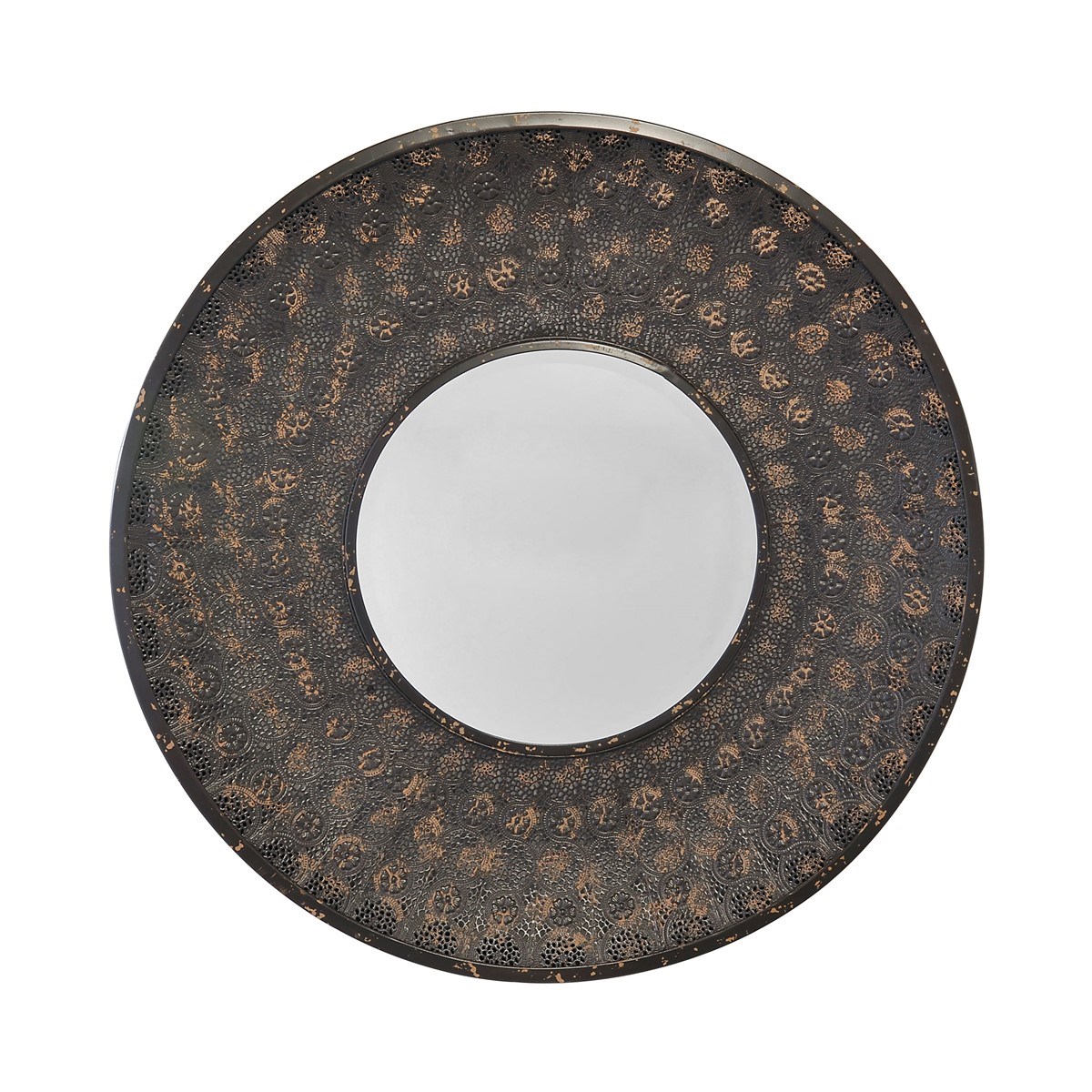 Miroir rond en métal noir D : 80