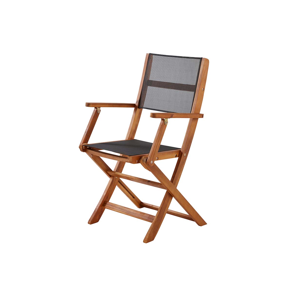 Fauteuil pliant acacia et textilène