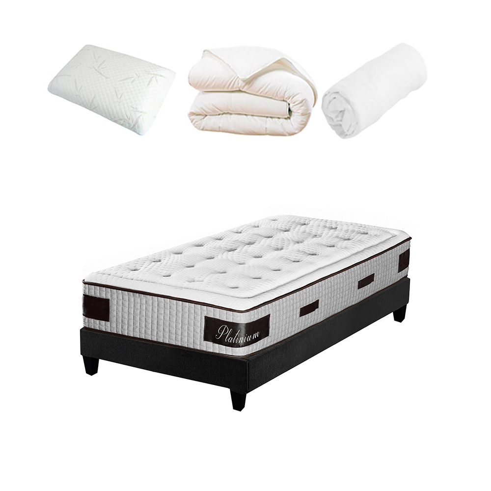 Ensemble Platinium 90x200 Matelas + Sommier + Accessoires Ensemble Platinium 90x200 Matelas + Sommier + Accessoires