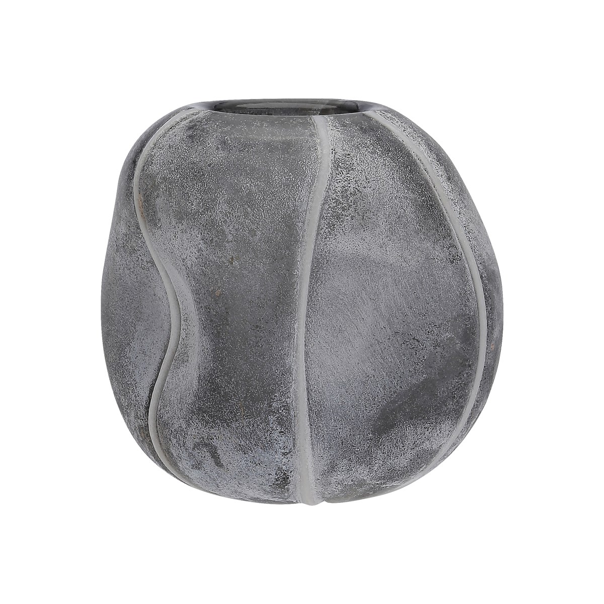 Vase ovale en verre gris perle