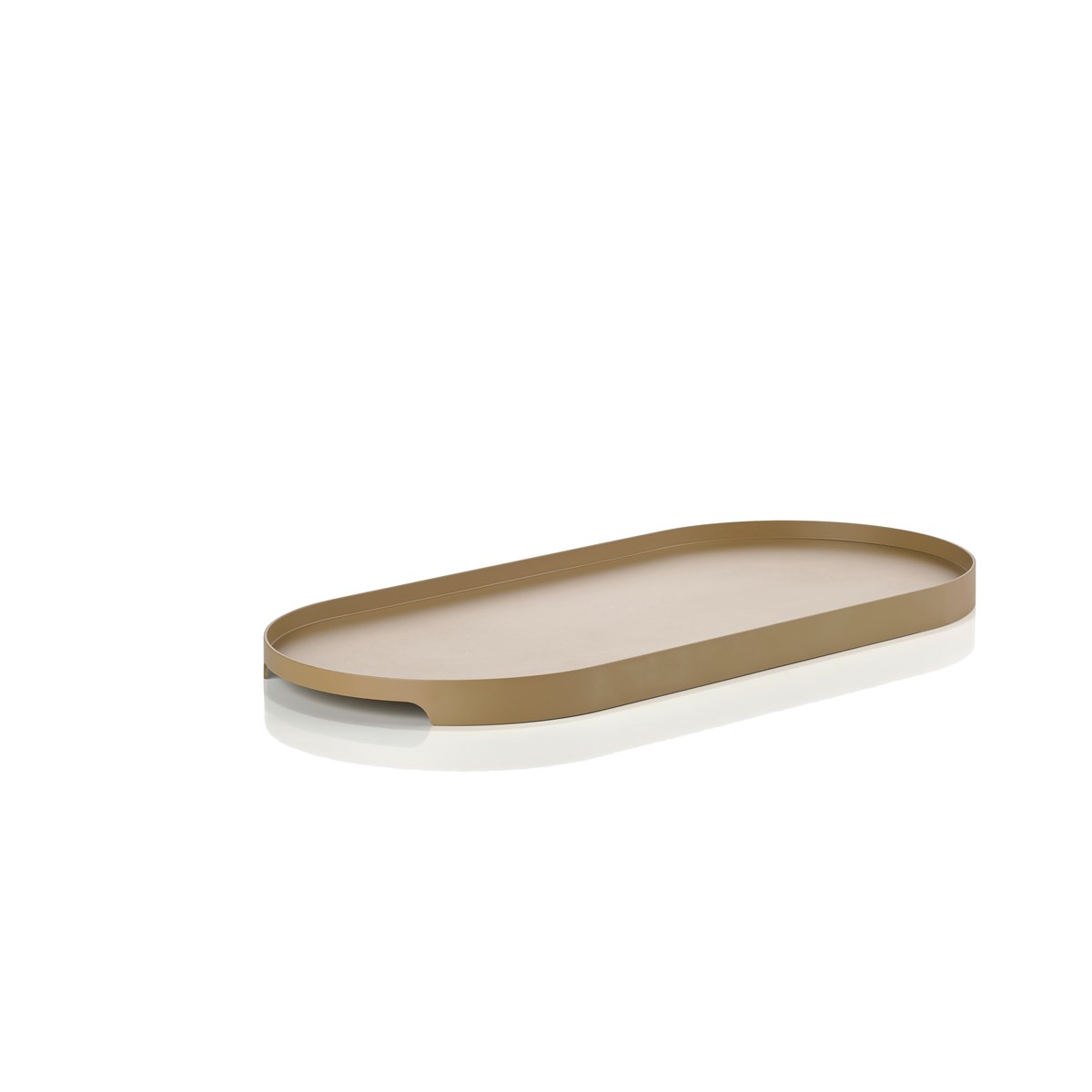Plateau ovale en fer vert kaki 35x16cm