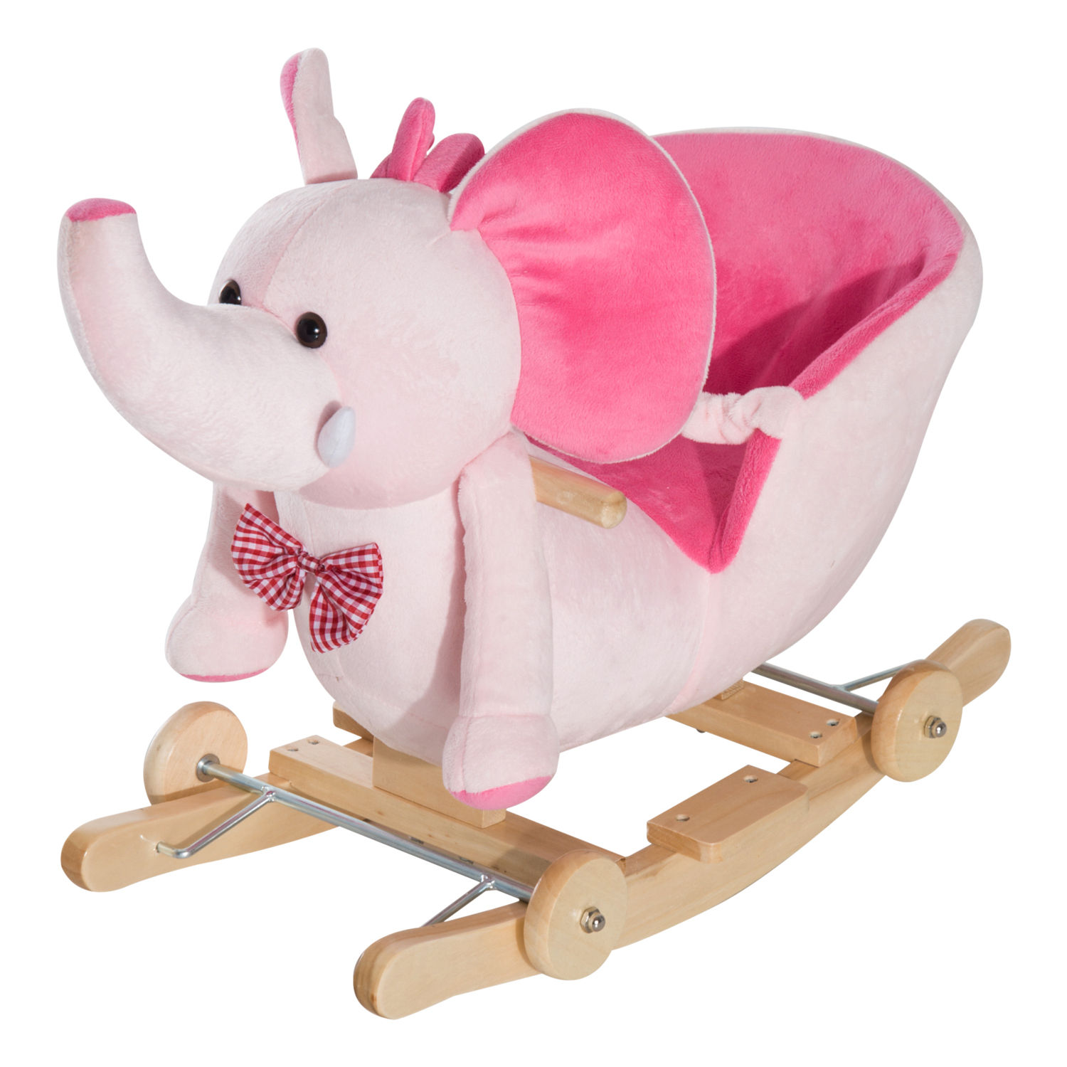 Jouet à bascule éléphant et porteur sur roulettes musicale rose