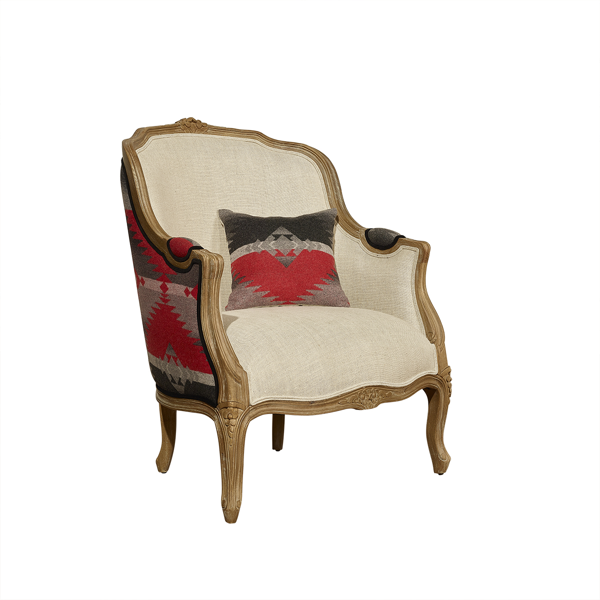 Fauteuil bergère lin et laine