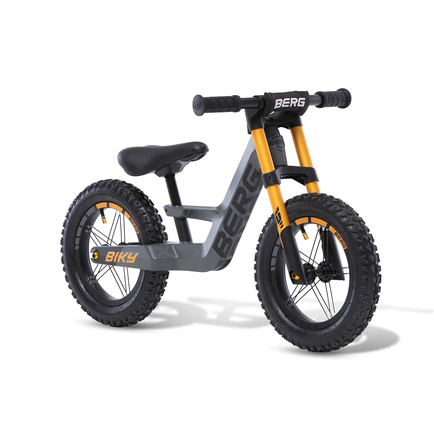 Draisienne sport grise en métal avec pneus cross de 3 à 5 ans Draisienne sport grise en métal avec pneus cross de 3 à 5 ans