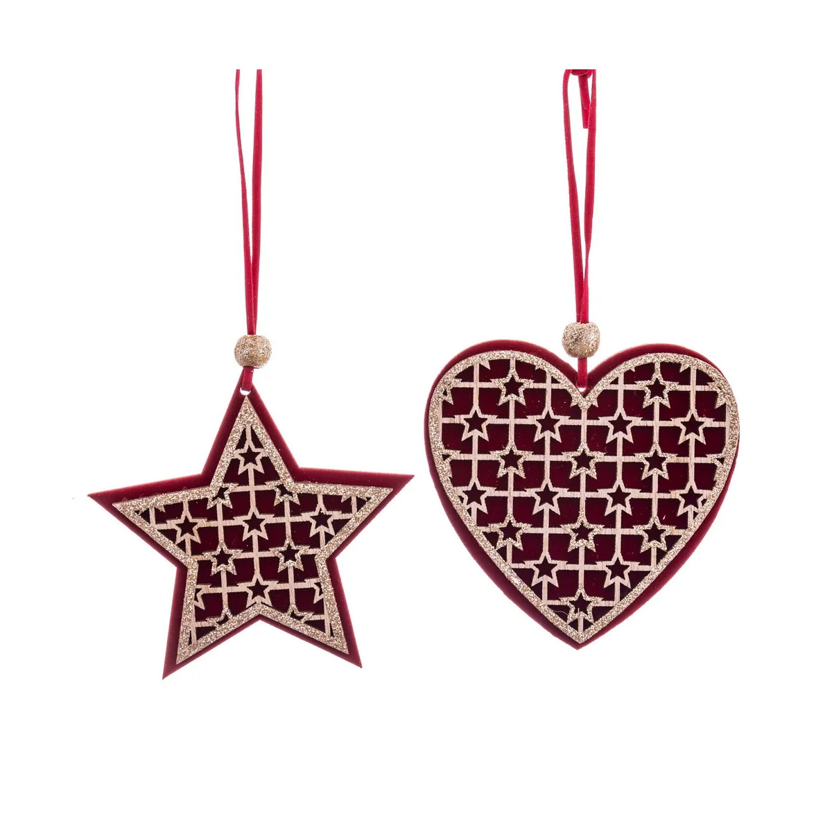 Décoration de Noël en bois coeur + étoile H18cm Décoration de Noël en bois coeur + étoile H18cm