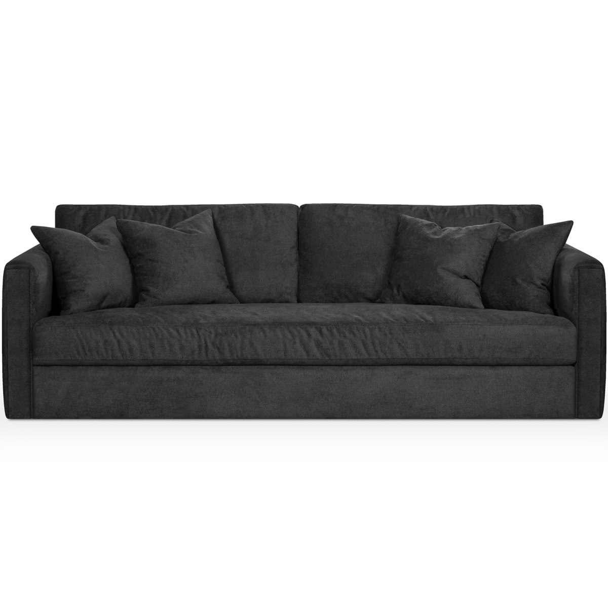 Canapé 3 places tissu gris anthracite + 4 coussins