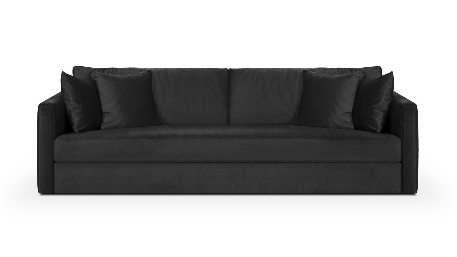 Canapé 3 places velours gris anthracite + 4 coussins