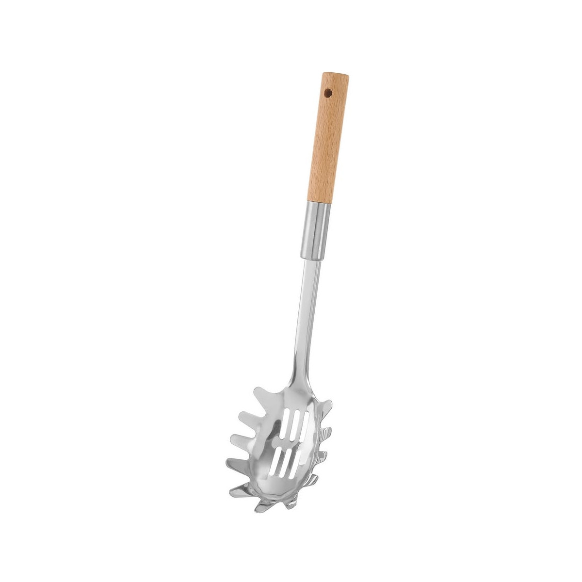 Cuillère à spaghetti en acier inoxydable et bois hêtre