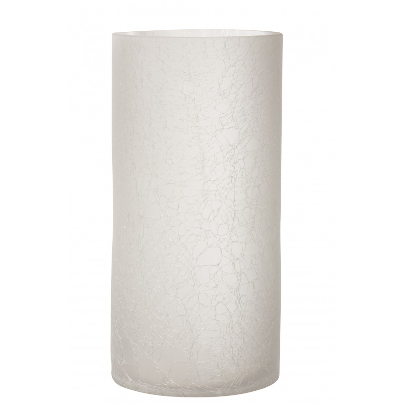 Photophore cylindrique verre givré blanc H30cm