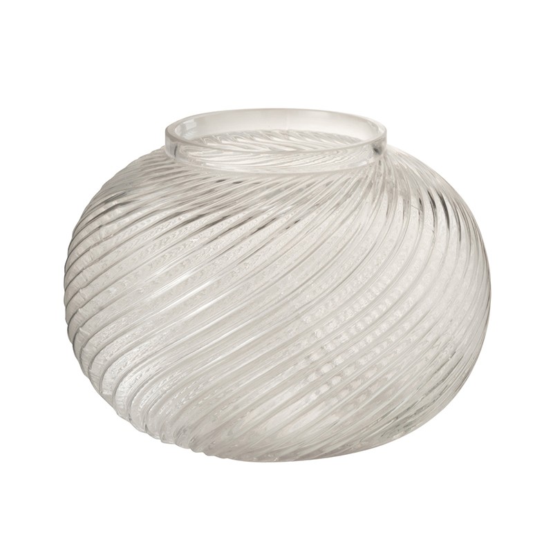 Vase rond rayures relief verre transparent D20,5cm