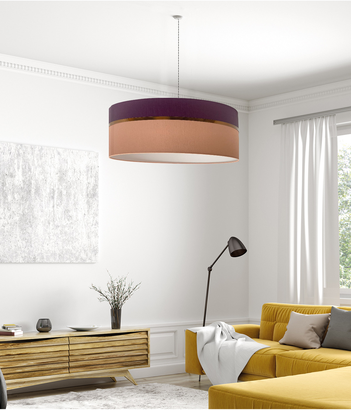 Suspension bicolore violet & rose T 65 x H 25 Suspension bicolore violet & rose T 65 x H 25