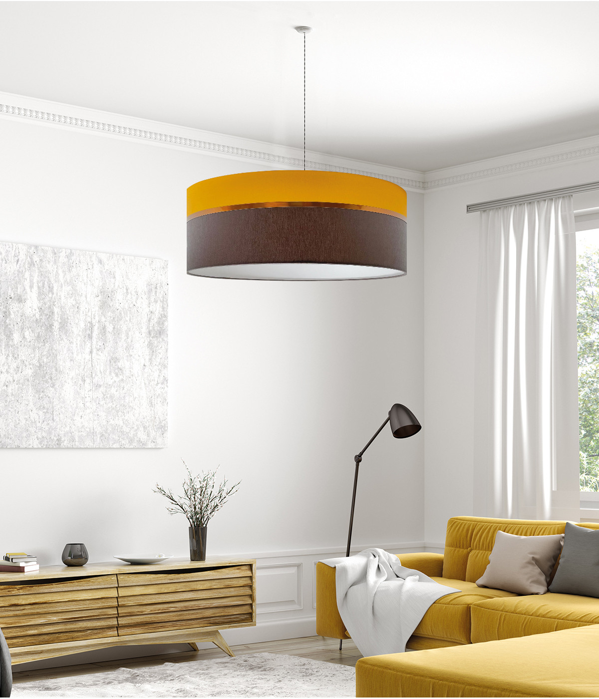 Suspension bicolore jaune & chocolat T 65 x H 25 Suspension bicolore jaune & chocolat T 65 x H 25
