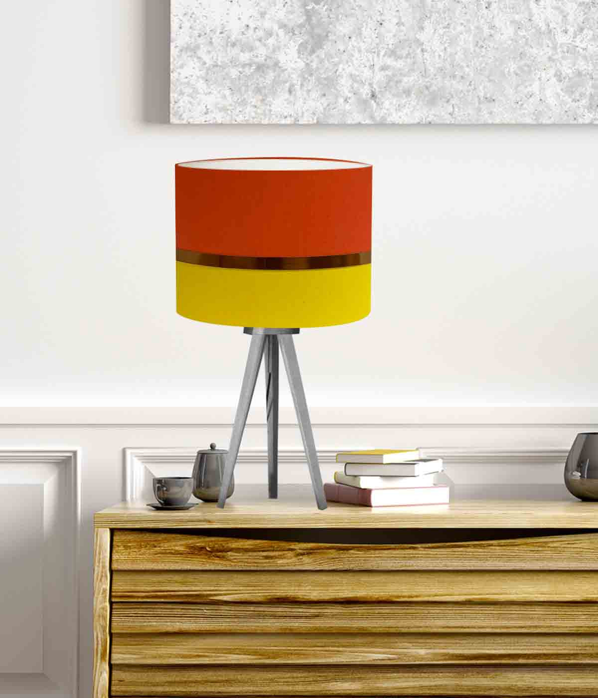 Abat-jour chevet bicolore jaune et orange T 25 x H 18 Abat-jour chevet bicolore jaune et orange T 25 x H 18