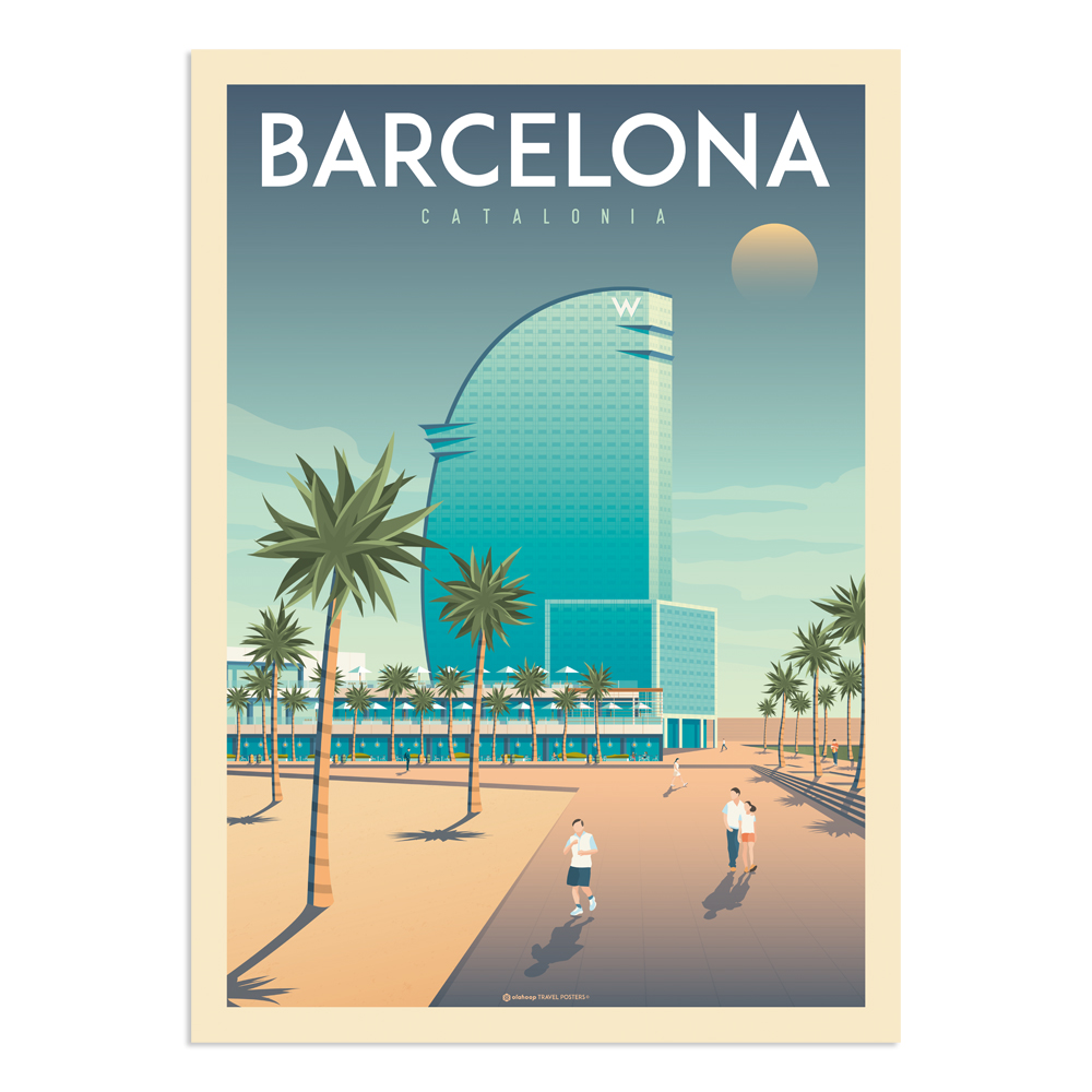 Affiche Barcelone Hotel W 30x40 cm