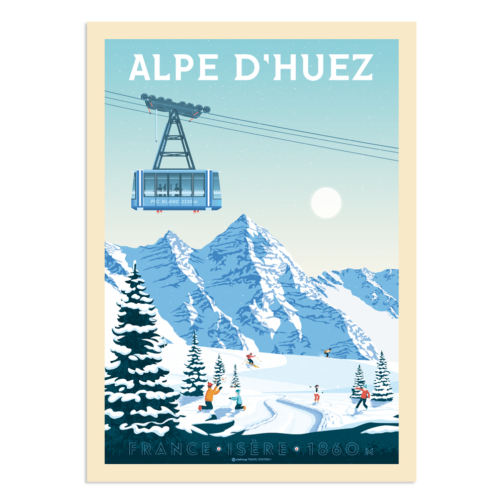 Affiche Alpe d'Huez  21x29,7 cm