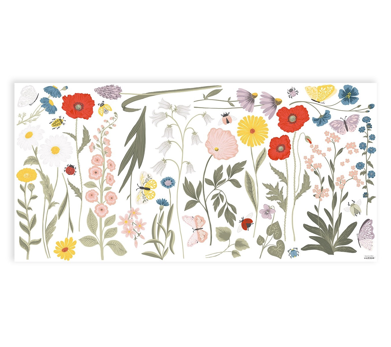 Stickers fleurs sauvages en Vinyle mat Multicolore 64x130 cm