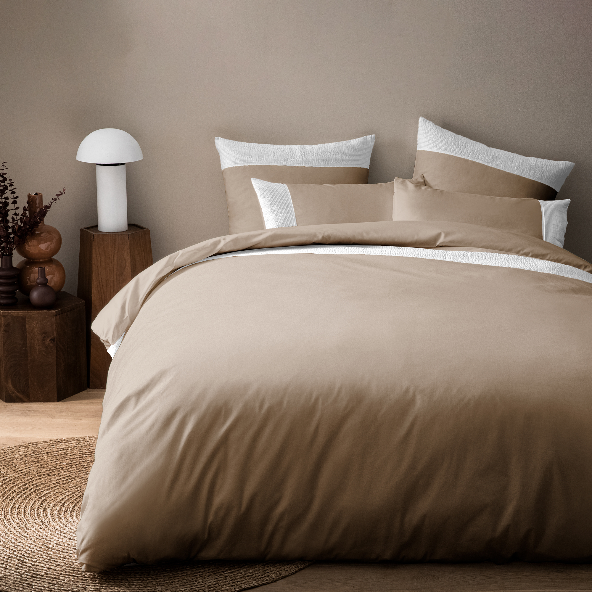 Housse de couette unie en percale de coton BIO Taupe 240x220 cm Housse de couette unie en percale de coton BIO Taupe 240x220 cm