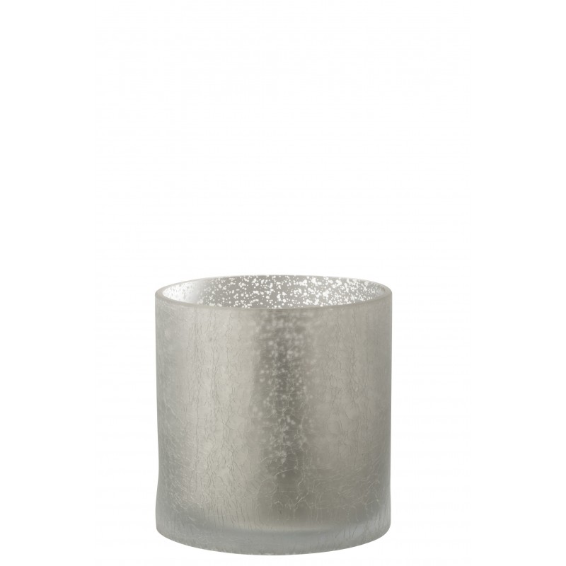 Photophore cylindrique verre gris H15cm