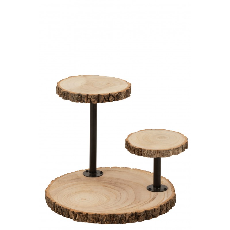 Plateau 3 niveaux différents rond bois de paulownia naturel H36cm Plateau 3 niveaux différents rond bois de paulownia naturel H36cm