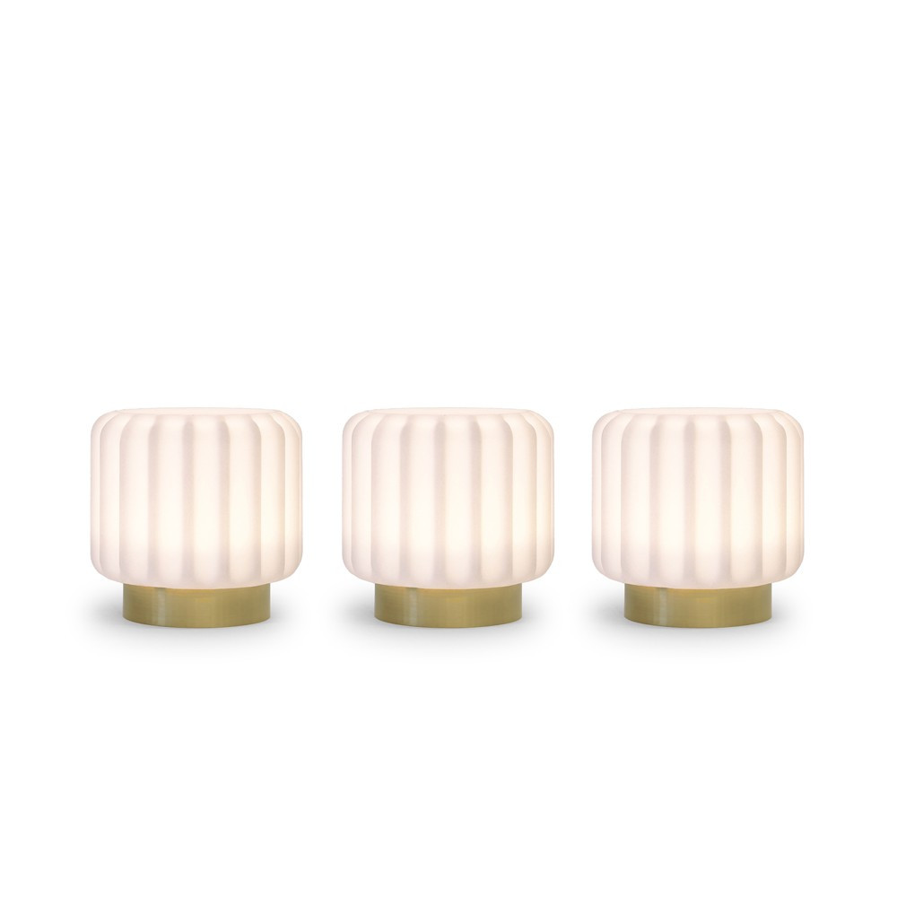 3 lampes à poser tactiles h9cm doré