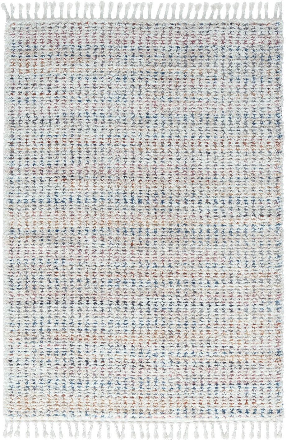 Tapis de salon à franges - motif  point multicolore - 200x290cm