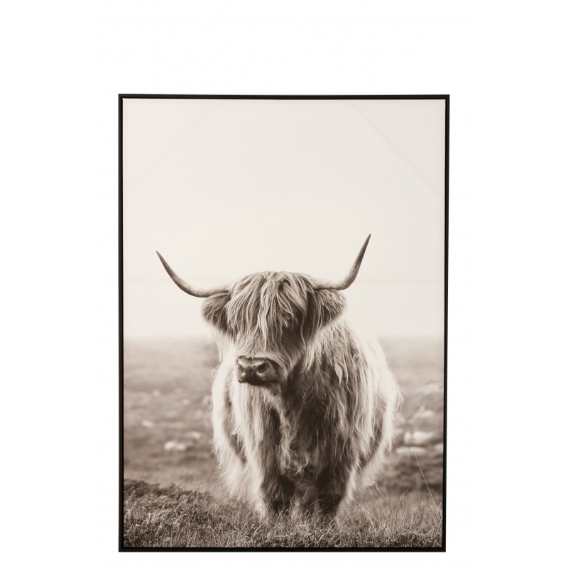 Cadre yak prairie bois canevas blanc/noir 102,6x142,6cm