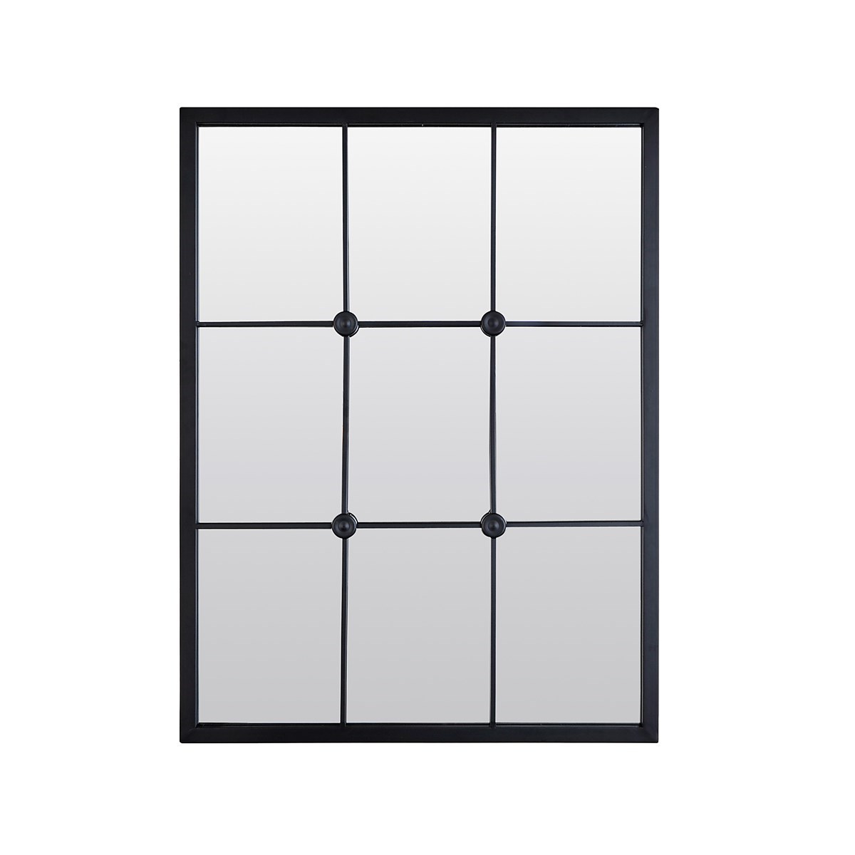 Miroir industriel avec cabochons en Métal Noir