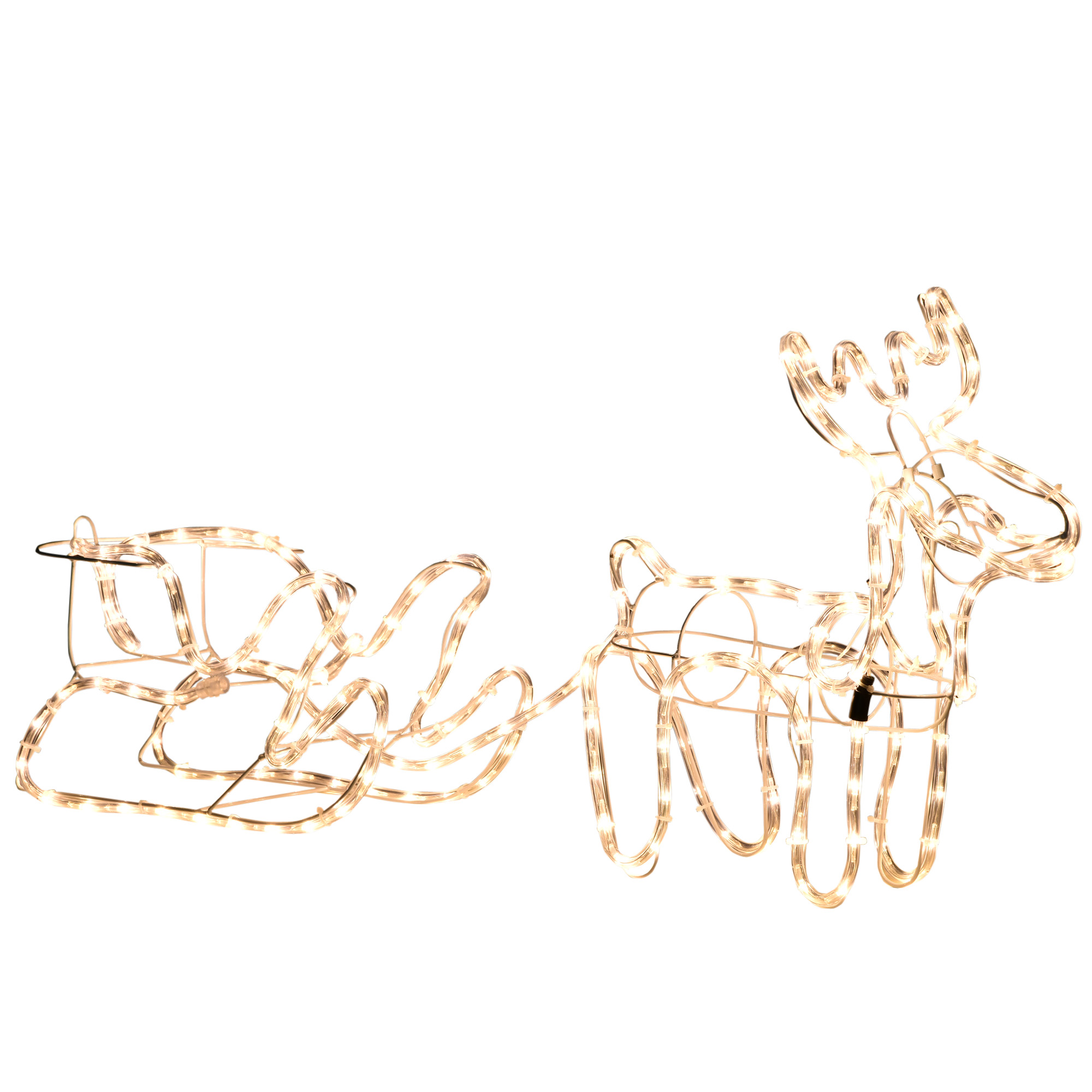 Silhouette renne lumineux avec traîneau 192 LED blanc chaud