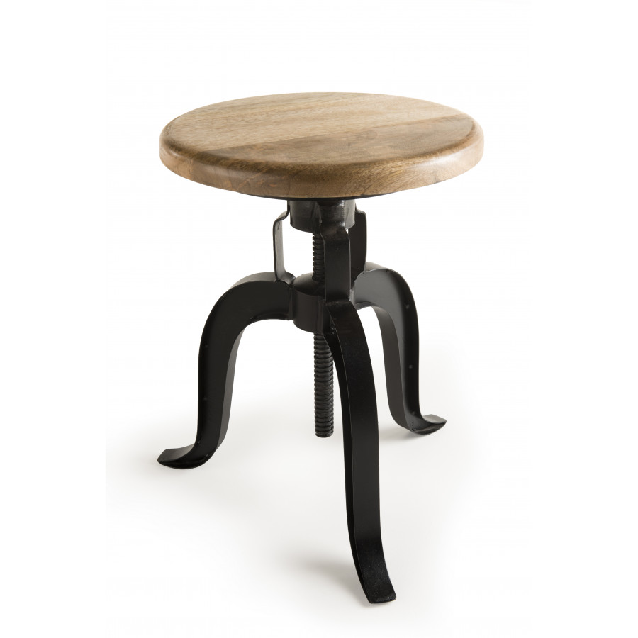 Tabouret industriel hauteur ajustable 48 Manguier pieds métal noir