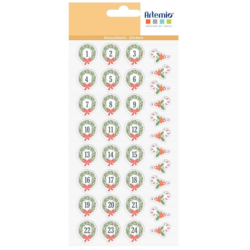 36 stickers ronds calendrier de l'Avent