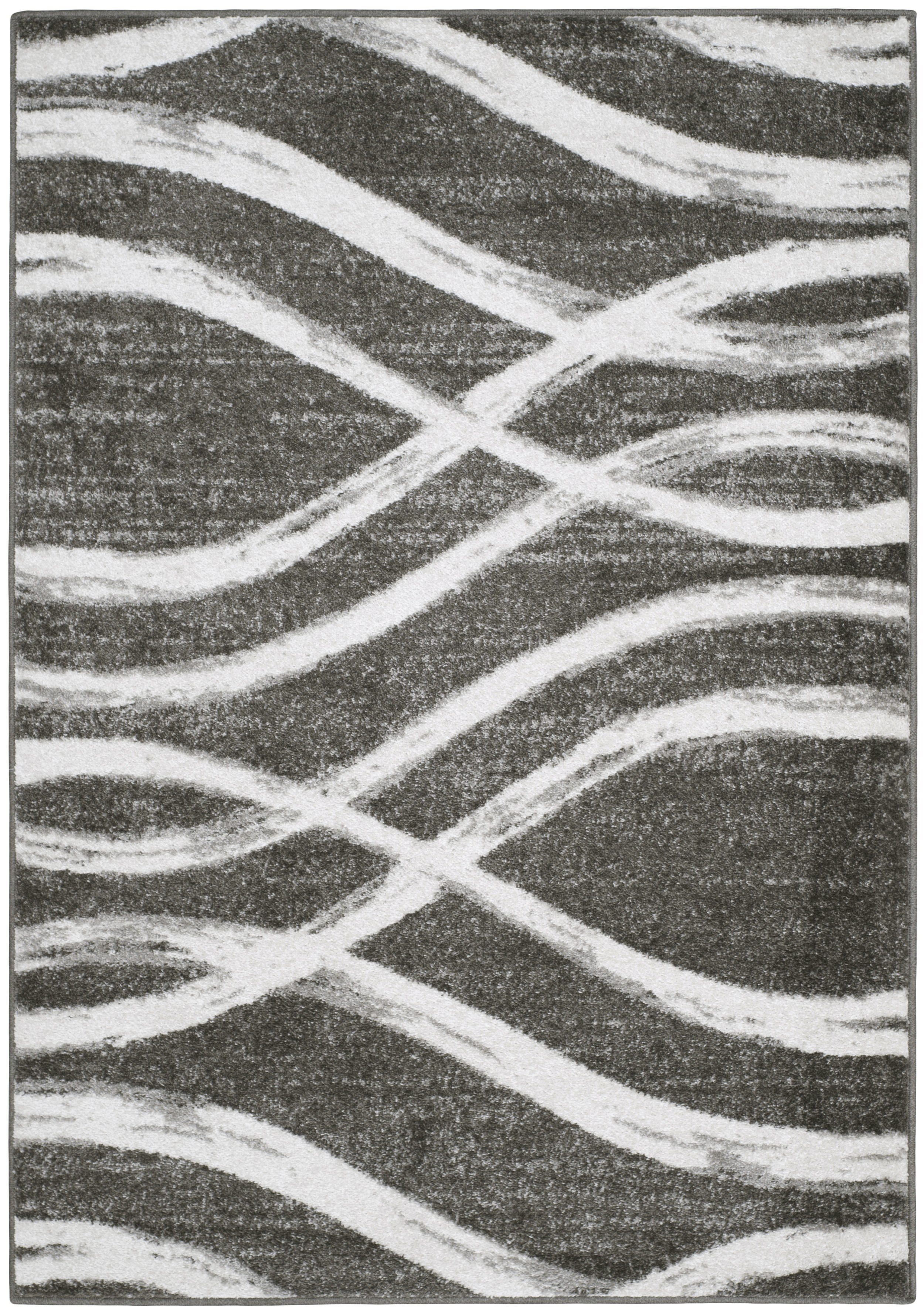 Tapis de salon interieur en gris charbon & ivoire, 122 x 183 cm
