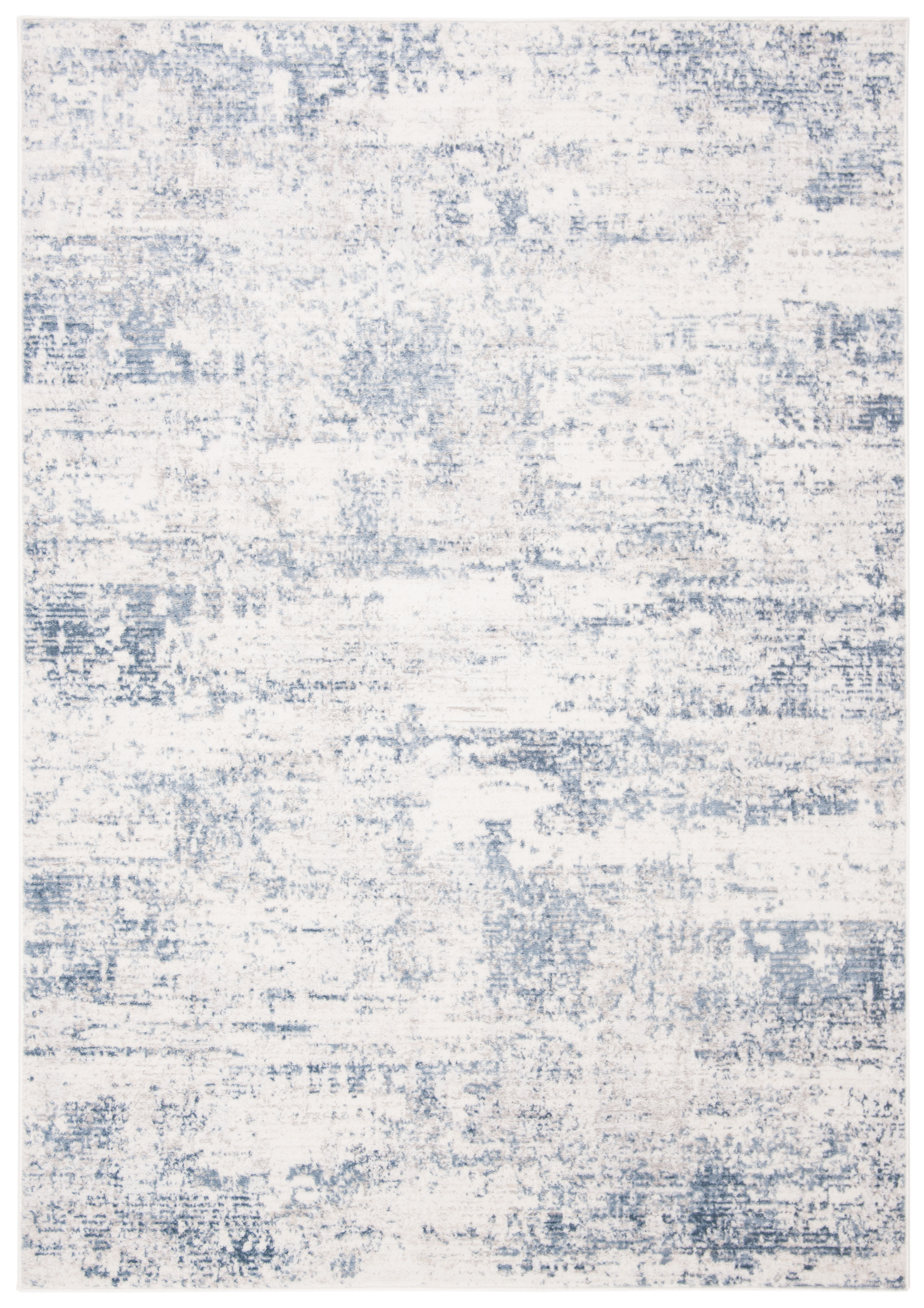 Tapis de salon interieur en  ivoire & bleu, 183 x 274 cm