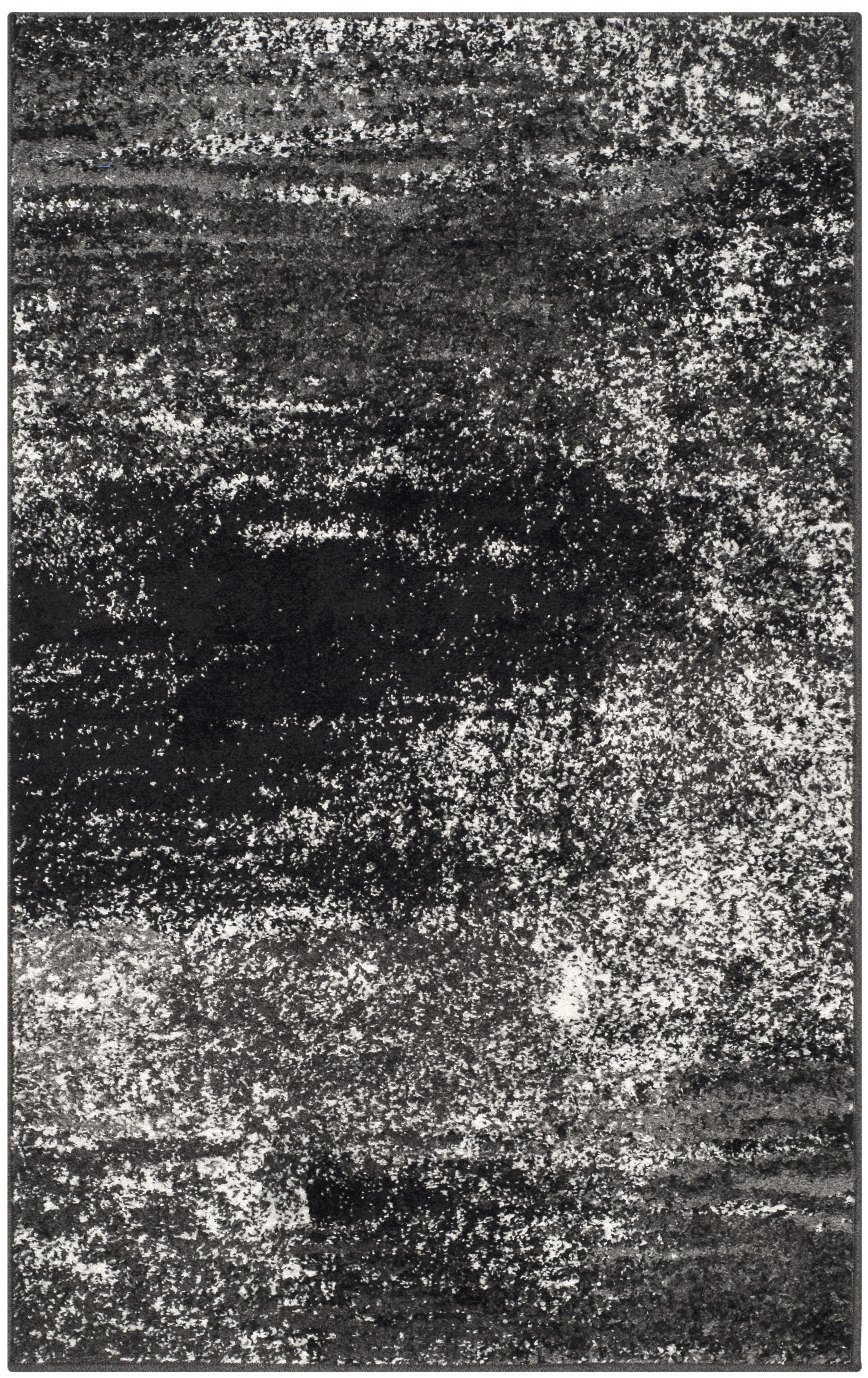 Tapis de salon interieur en argente & noir, 91 x 152 cm
